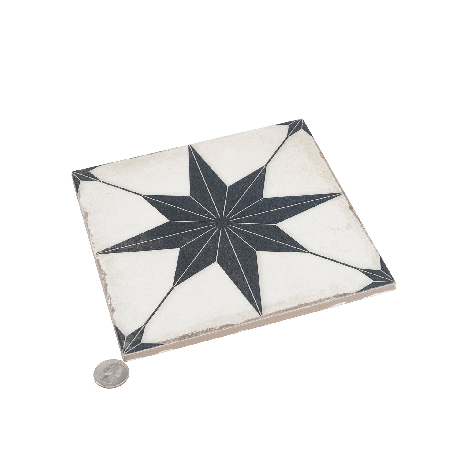 Faenza 8x8 White Black Porcelain Square Motif Wall and Floor Tile (15 Pack, 6.46 sq ft/case)