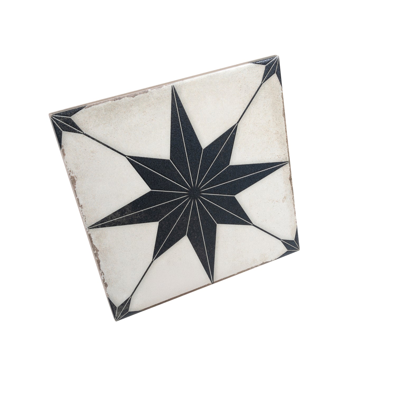 Faenza 8x8 White Black Porcelain Square Motif Wall and Floor Tile (15 Pack, 6.46 sq ft/case)
