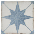 white weathered slate 8x8 matte porcelain tile with blue starburst square motif
