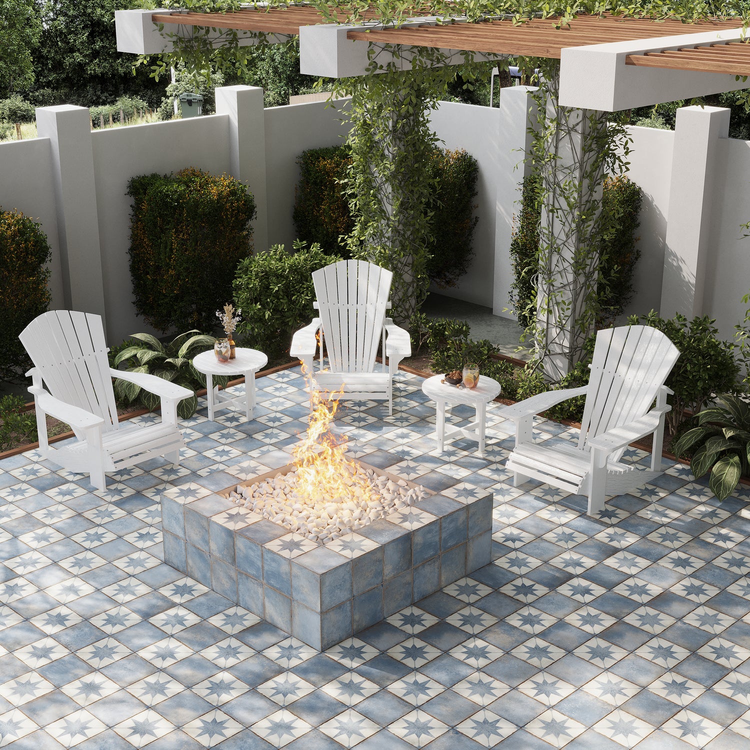 Faenza 8x8 White Weathered Slate Porcelain Square Motif Wall and Floor Tile (15 Pack, 6.46 sq ft/case)