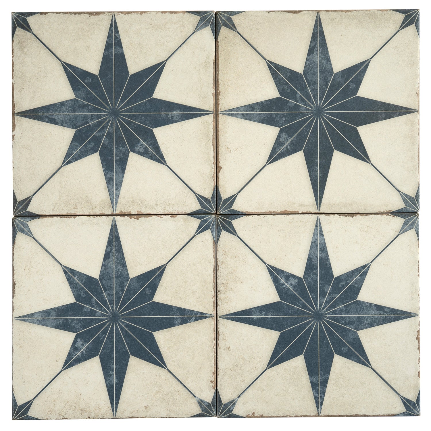 Faenza 8x8 White Navy Porcelain Square Motif Wall and Floor Tile (15 Pack, 6.46 sq ft/case) - Sample