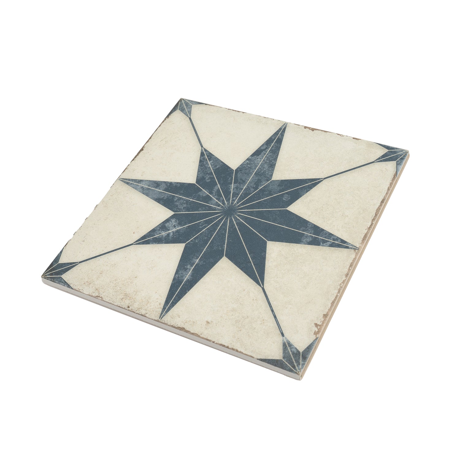 Faenza 8x8 White Navy Porcelain Square Motif Wall and Floor Tile (15 Pack, 6.46 sq ft/case)