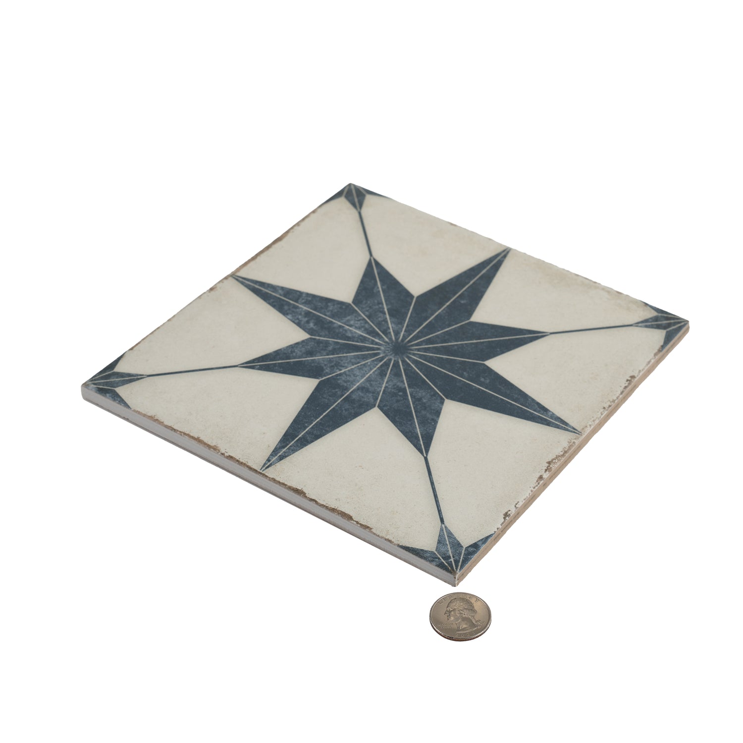 Faenza 8x8 White Navy Porcelain Square Motif Wall and Floor Tile (15 Pack, 6.46 sq ft/case)