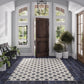 Faenza 8x8 White Navy Porcelain Square Motif Wall and Floor Tile (15 Pack, 6.46 sq ft/case)