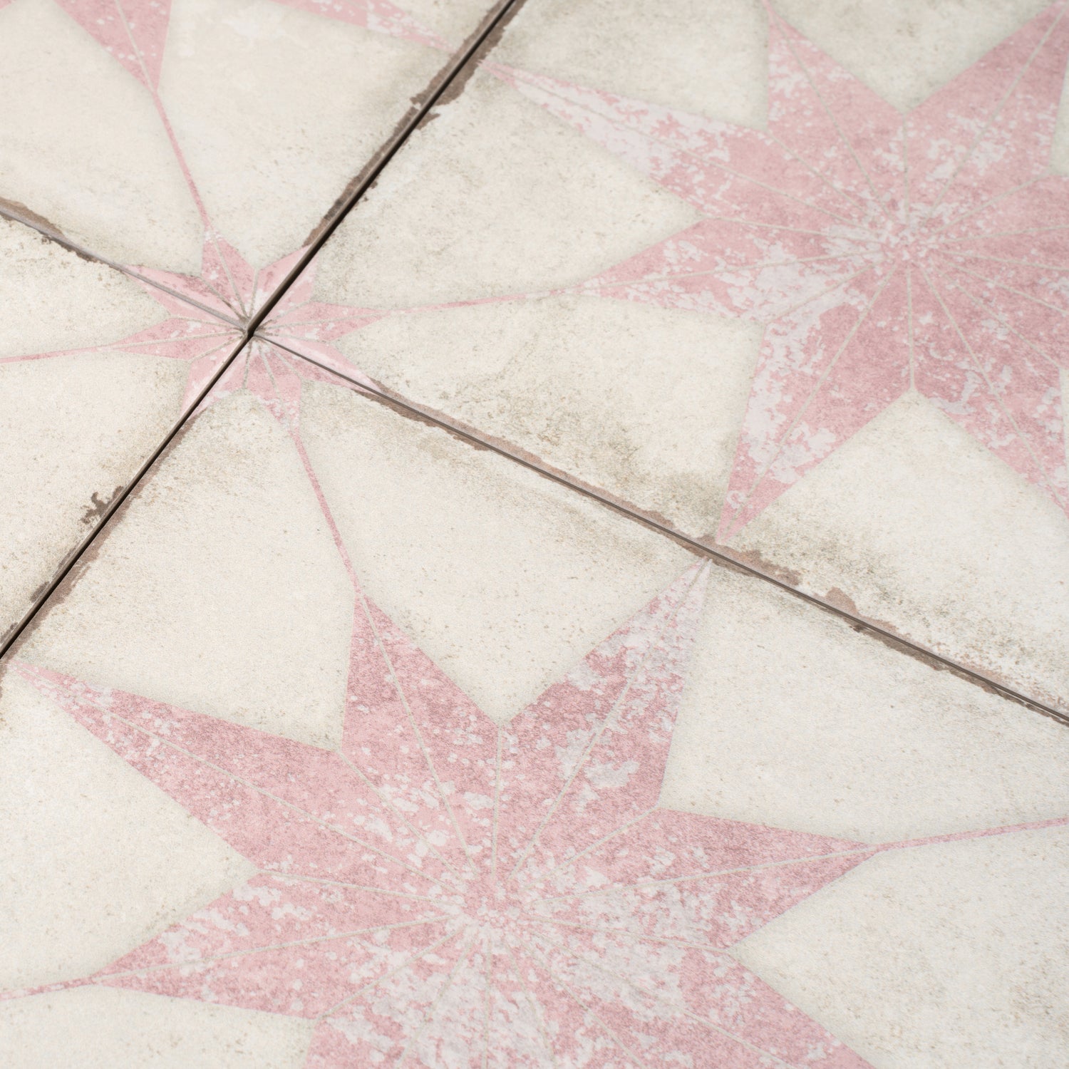 Faenza 8x8 White Pink Porcelain Square Motif Wall and Floor Tile (15 Pack, 6.46 sq ft/case)