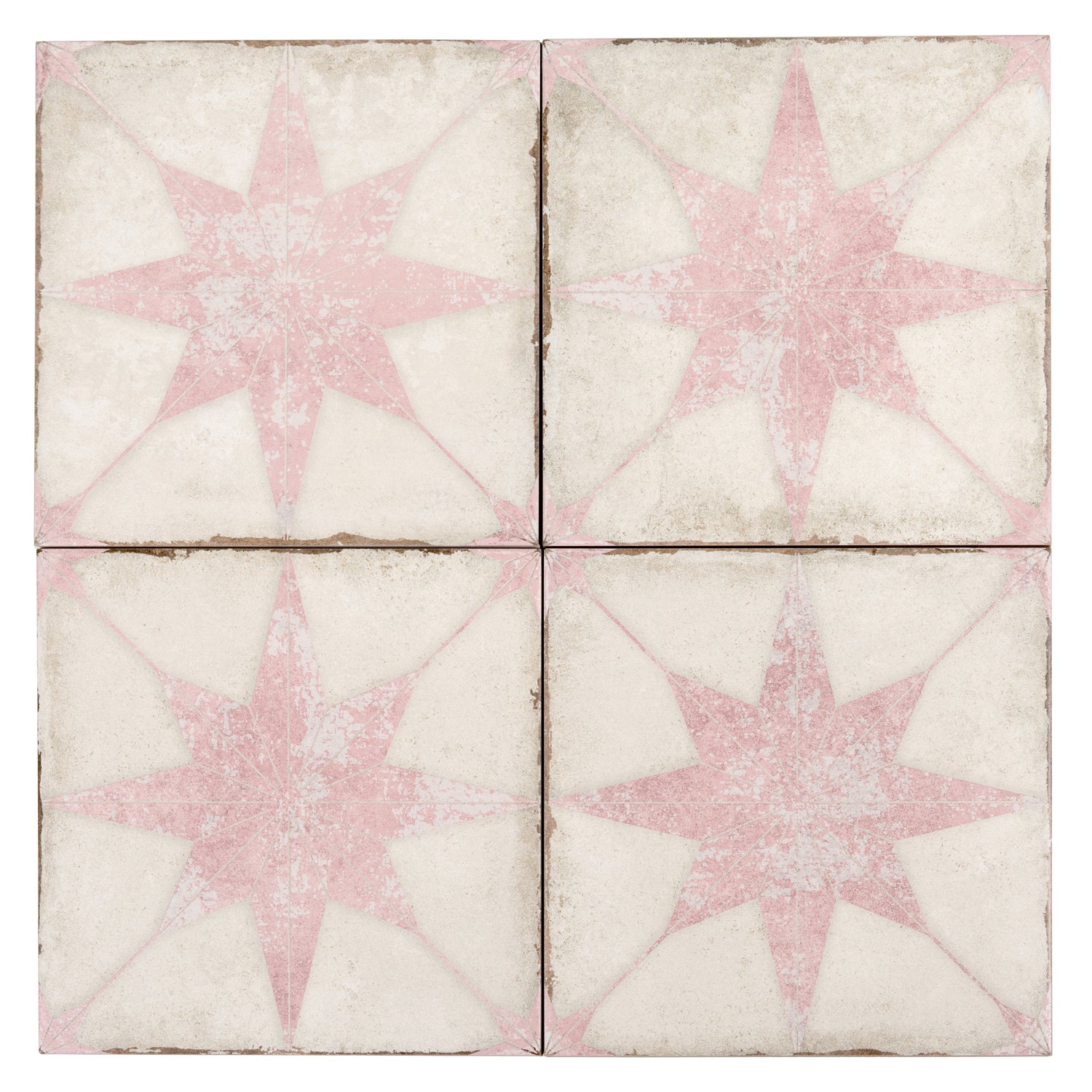 Faenza 8x8 White Pink Porcelain Square Motif Wall and Floor Tile (15 Pack, 6.46 sq ft/case)