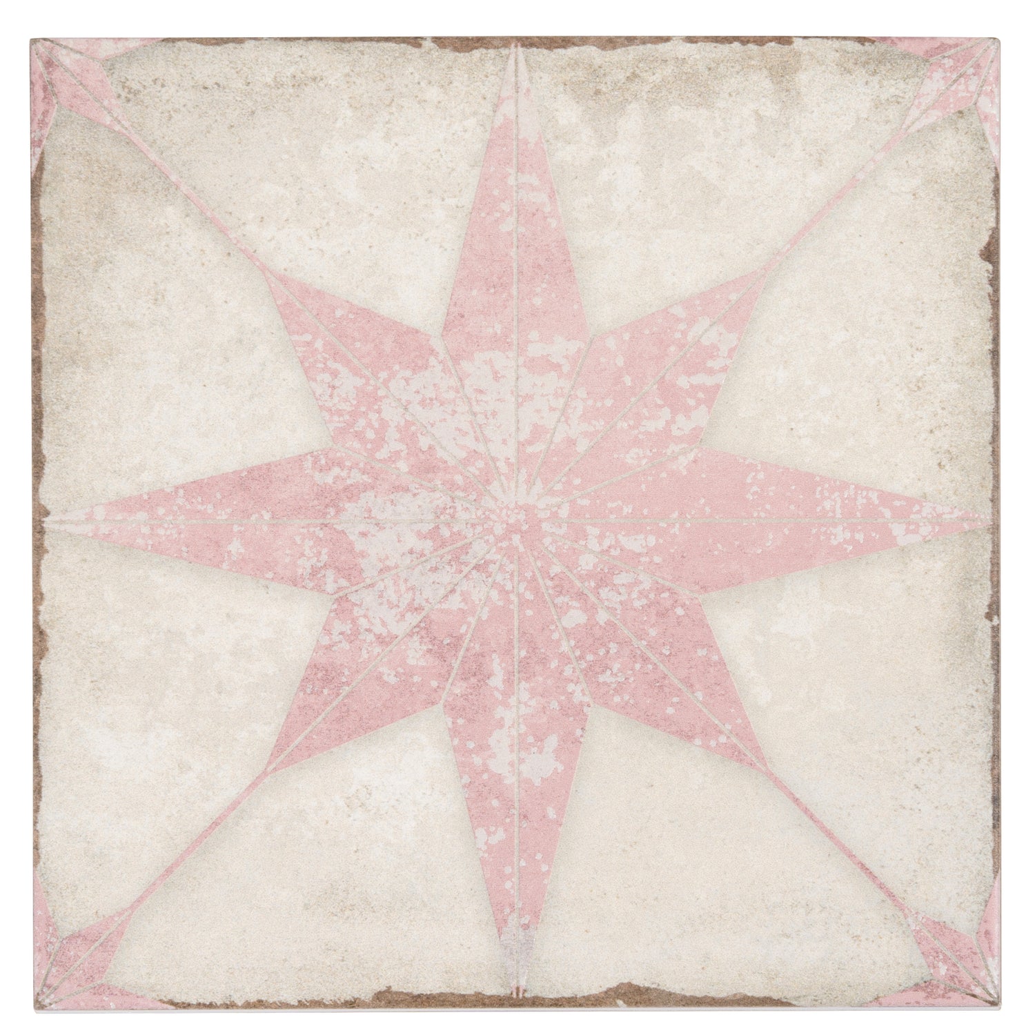 Faenza 8x8 White Pink Porcelain Square Motif Wall and Floor Tile (15 Pack, 6.46 sq ft/case)