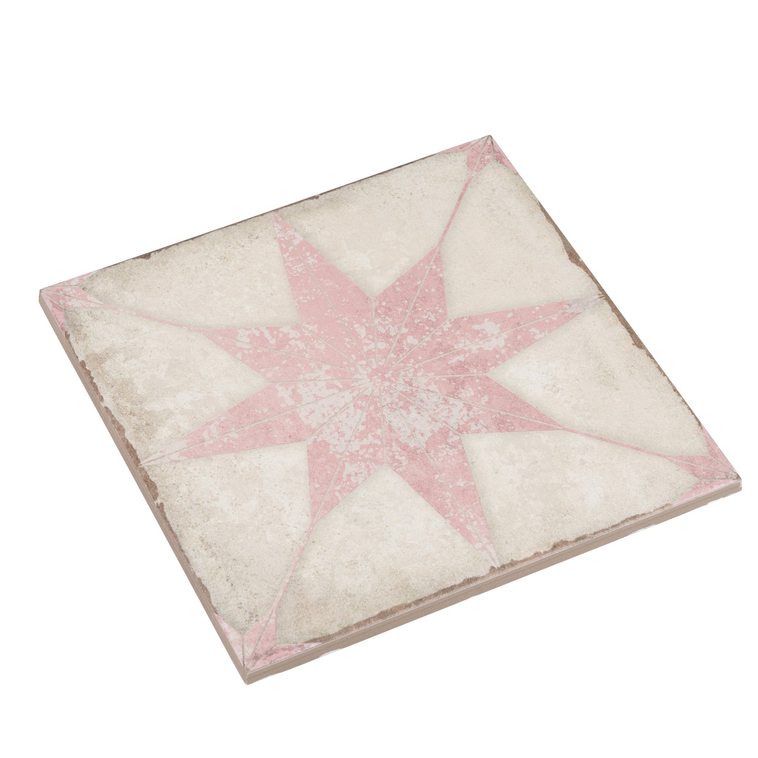 Faenza 8x8 White Pink Porcelain Square Motif Wall and Floor Tile (15 Pack, 6.46 sq ft/case) - Sample