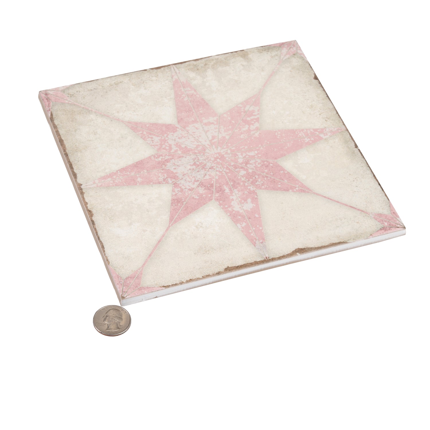 Faenza 8x8 White Pink Porcelain Square Motif Wall and Floor Tile (15 Pack, 6.46 sq ft/case)