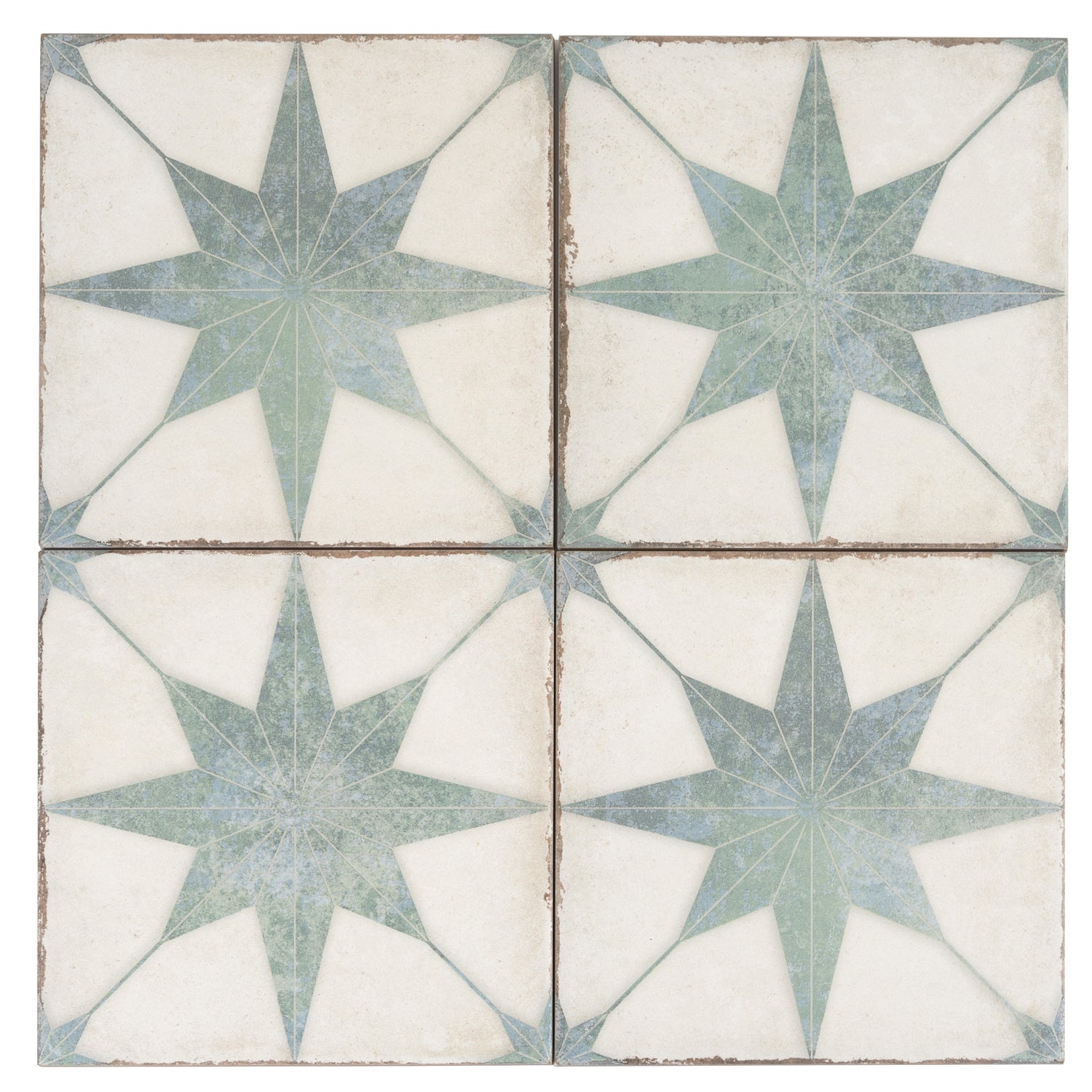 Faenza 8x8 White, Dusty Sage Green Porcelain Square Motif Wall and Floor Tile (15 Pack, 6.46 sq ft/case)