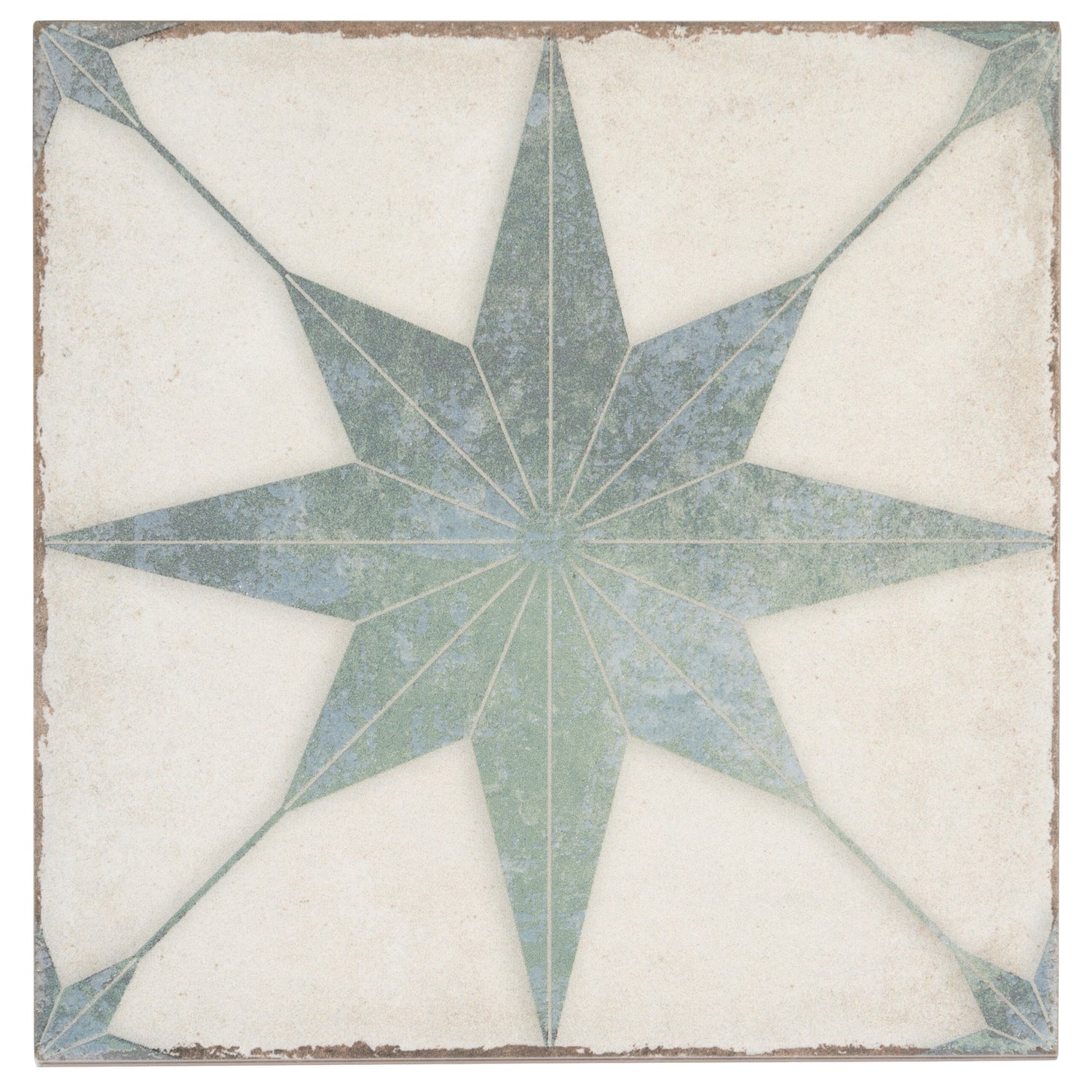Faenza 8x8 White, Dusty Sage Green Porcelain Square Motif Wall and Floor Tile (15 Pack, 6.46 sq ft/case)