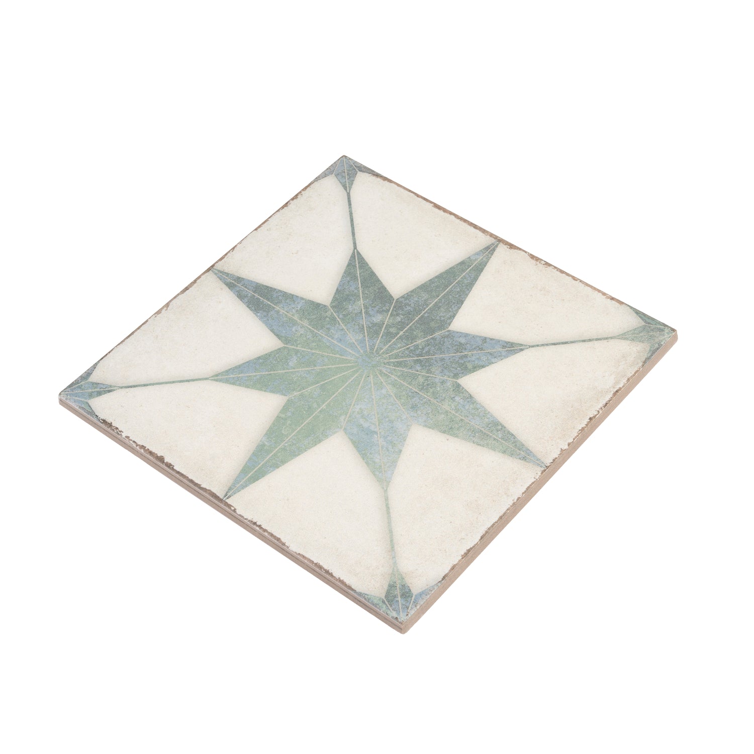 Faenza 8x8 White, Dusty Sage Green Porcelain Square Motif Wall and Floor Tile (15 Pack, 6.46 sq ft/case)
