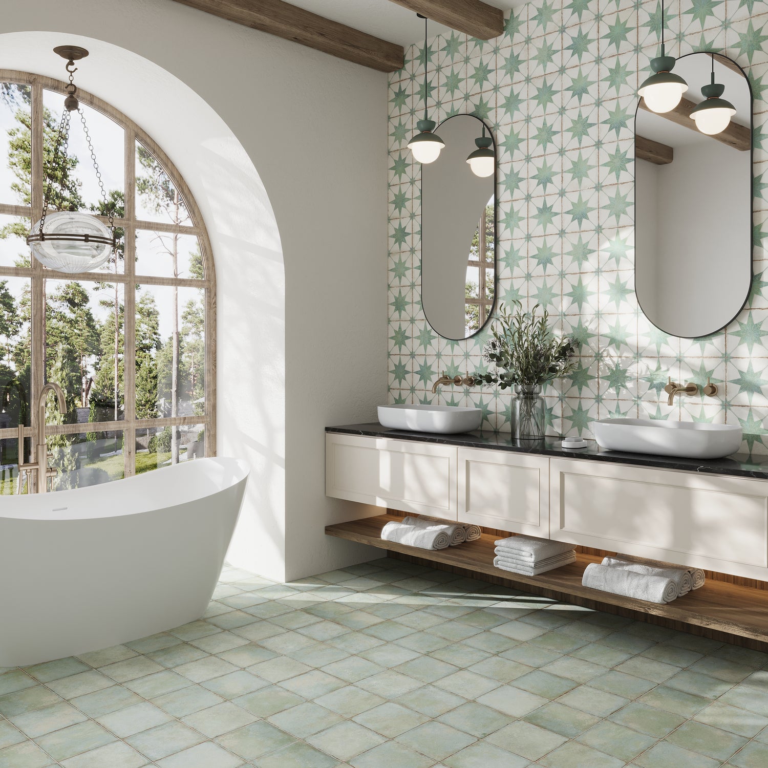 Faenza 8x8 Dusty Sage Green Porcelain Square Wall and Floor Tile (15 Pack, 6.46 sq ft/case)