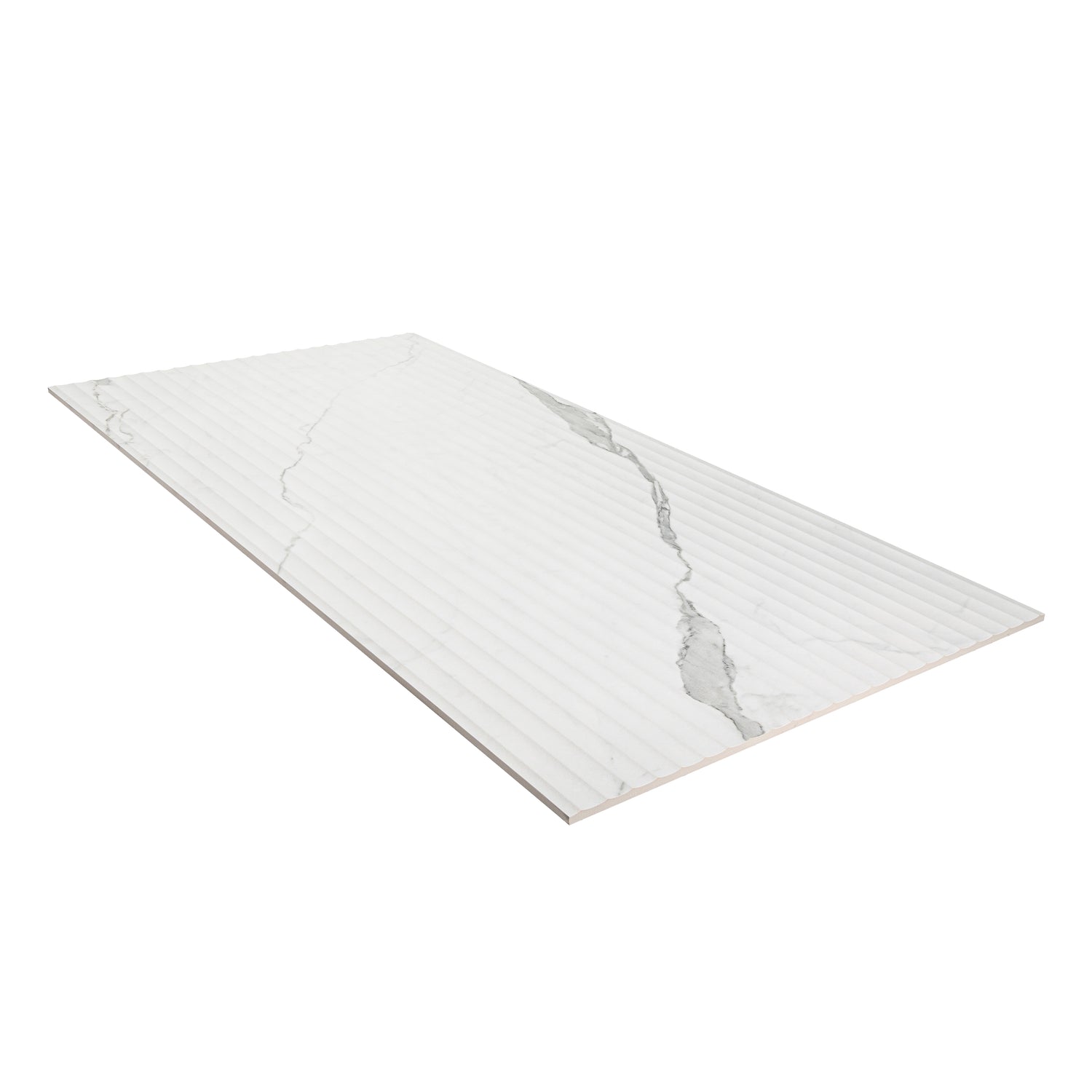 White Gray 24x48 Matte Fluted grooved Porcelain Large Tile (2 pack, 15.55 sq ft/case)