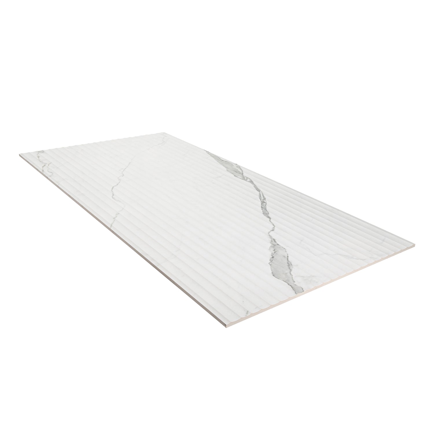 Terrain 24x48 White Gray Porcelain Large Format Fluted grooved Wall Tile (2 Pack, 15.55 sq ft/case) - Sample