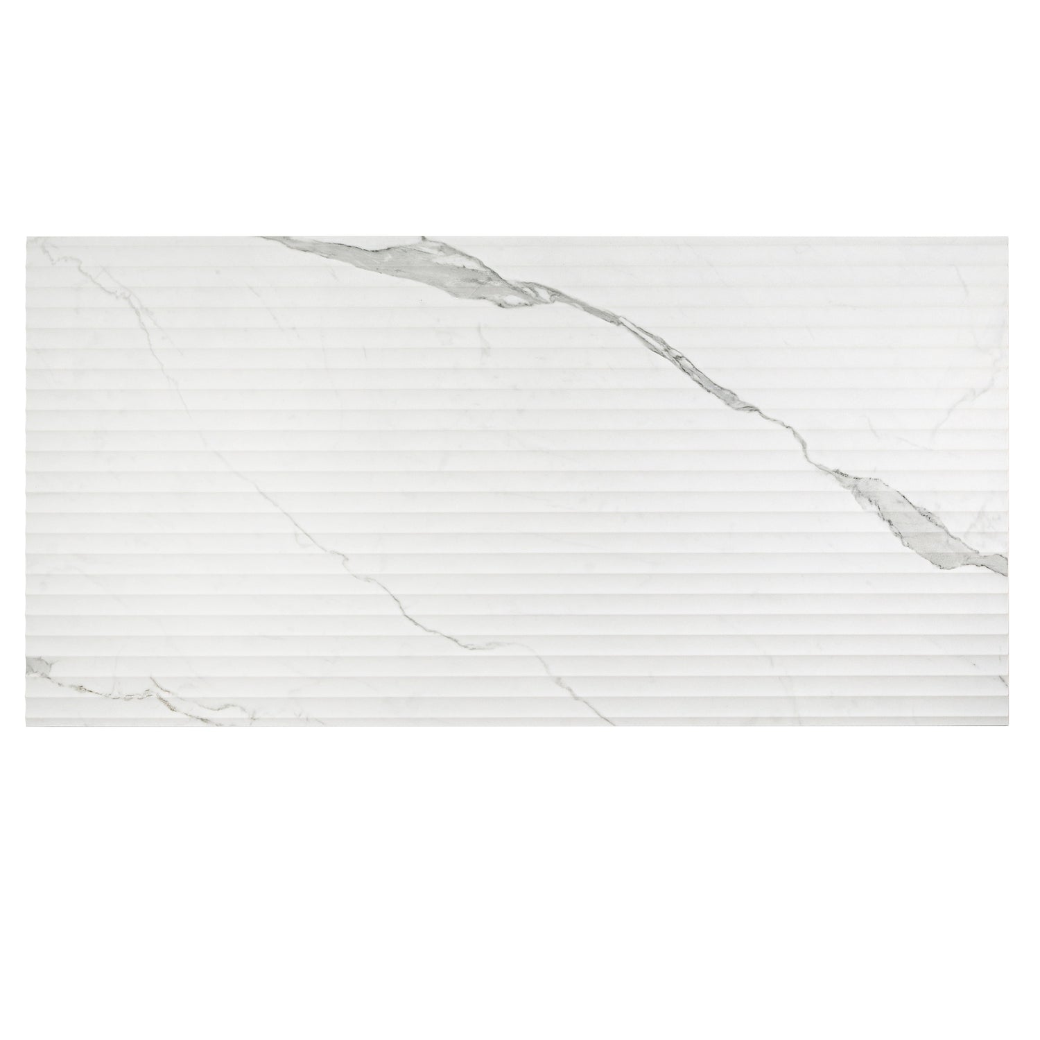 White Gray 24x48 Matte Fluted grooved Porcelain Large Tile (2 pack, 15.55 sq ft/case)
