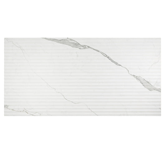 Terrain 24x48 White Gray Porcelain Large Format Fluted grooved Wall Tile (2 Pack, 15.55 sq ft/case) - Sample