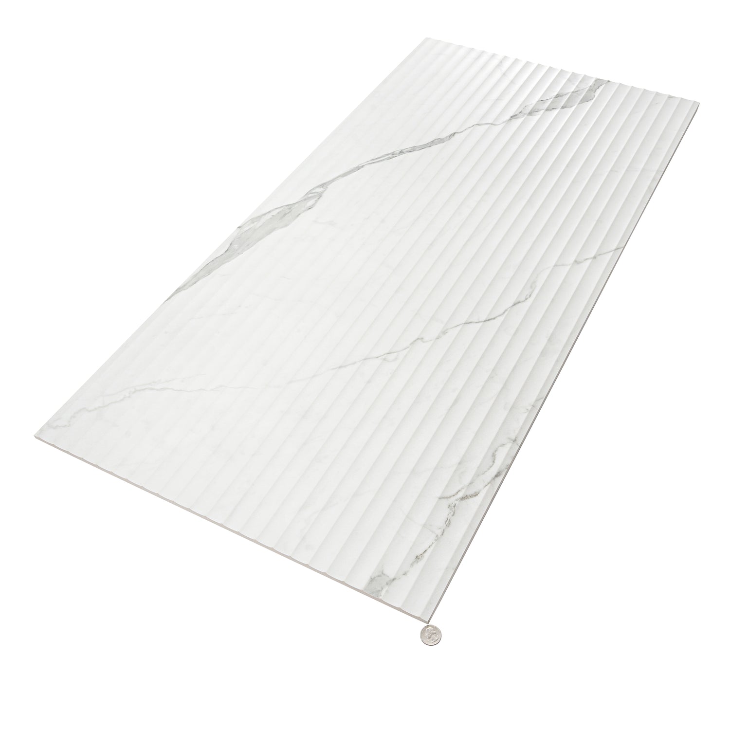White Gray 24x48 Matte Fluted grooved Porcelain Large Tile (2 pack, 15.55 sq ft/case)