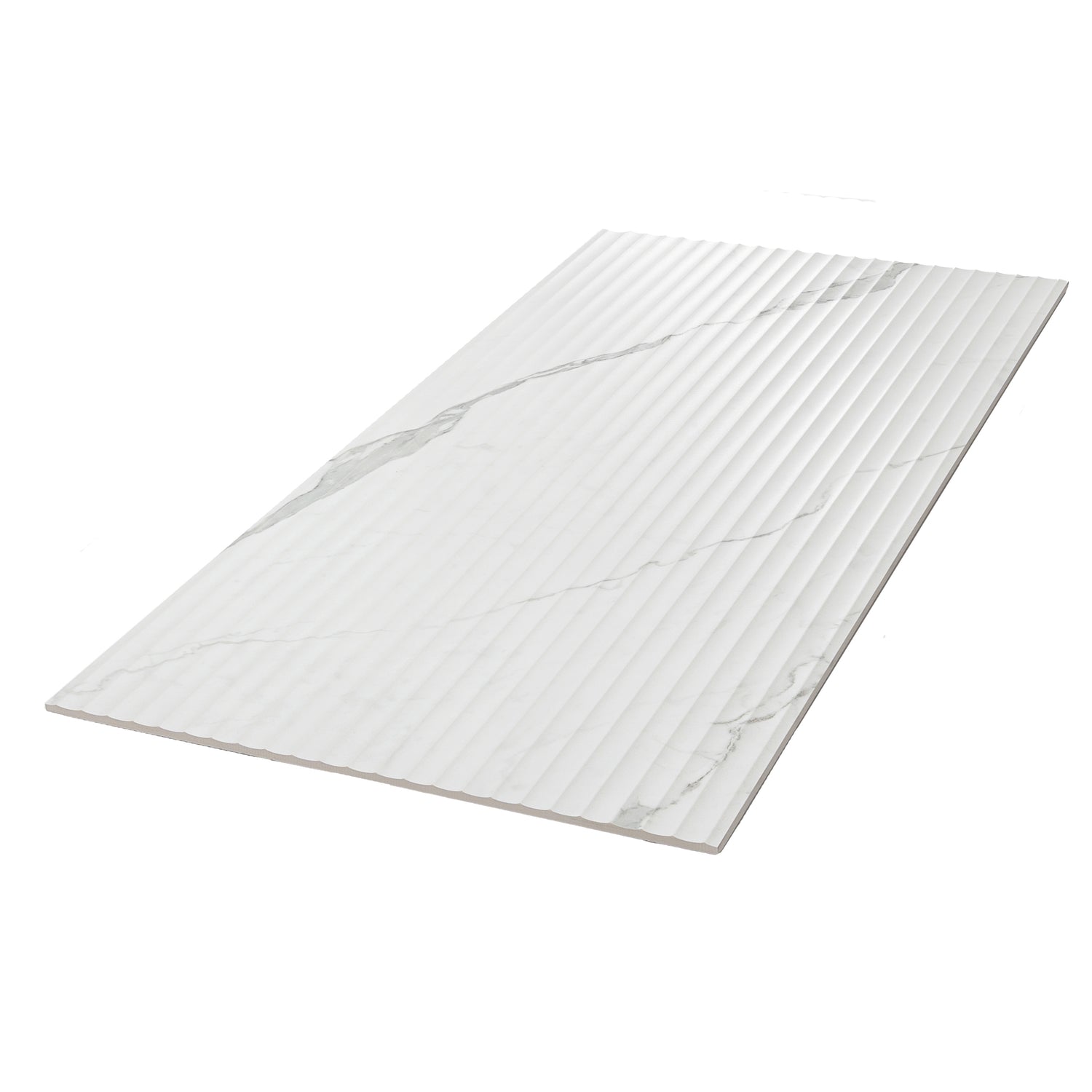 White Gray 24x48 Matte Fluted grooved Porcelain Large Tile (2 pack, 15.55 sq ft/case)