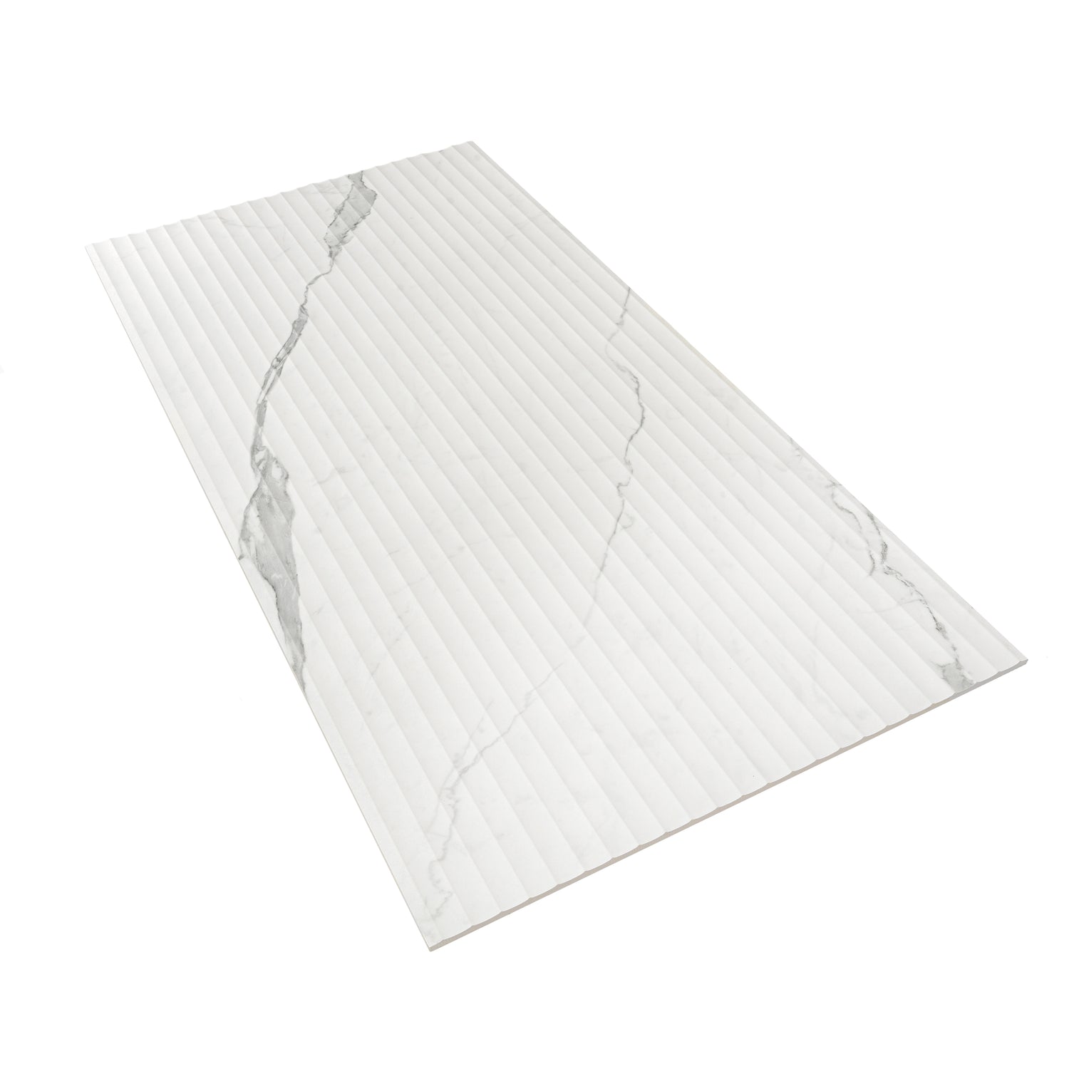 White Gray 24x48 Matte Fluted grooved Porcelain Large Tile (2 pack, 15.55 sq ft/case)