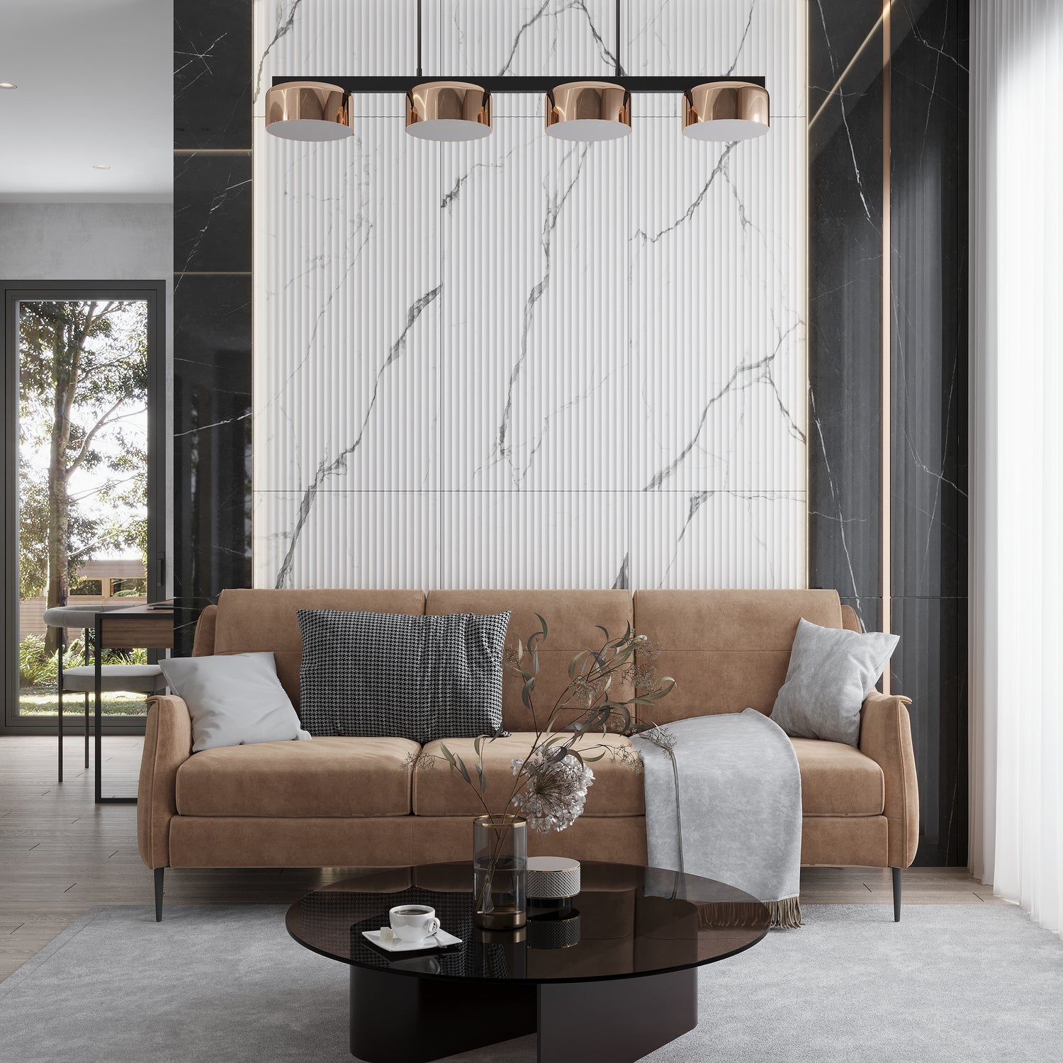 White Gray 24x48 Matte Fluted grooved Porcelain Large Tile (2 pack, 15.55 sq ft/case)