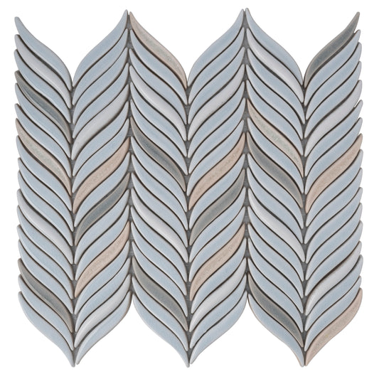 White and Blue 10x12 in. Glossy Finished Cermaic Mosaic Wall Tile (4.18 sq ft/case, 5 pack)