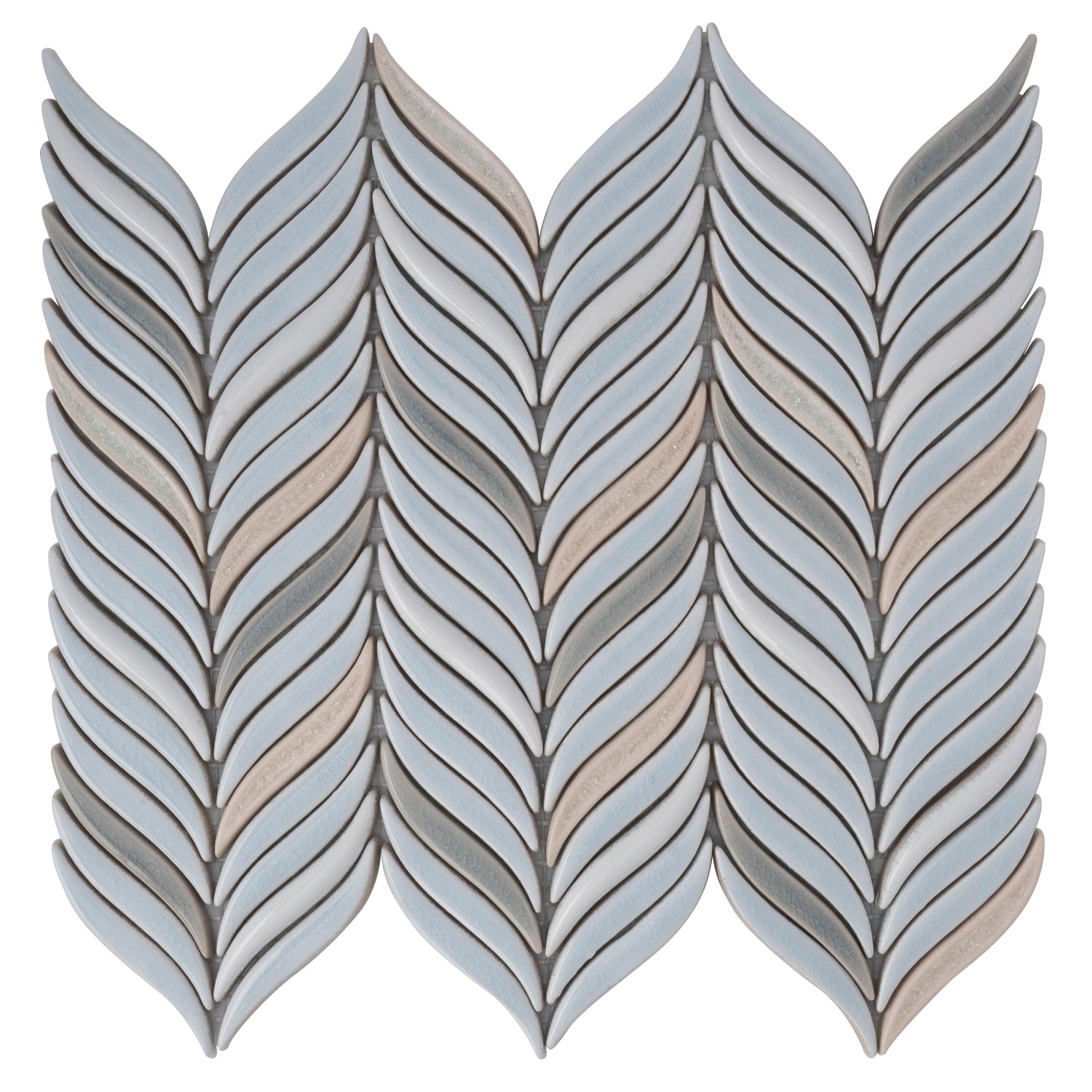 Sample - White and Blue 10x12 in. Glossy Finished Cermaic Mosaic Wall Tile (4.18 sq ft/case, 5 pack)