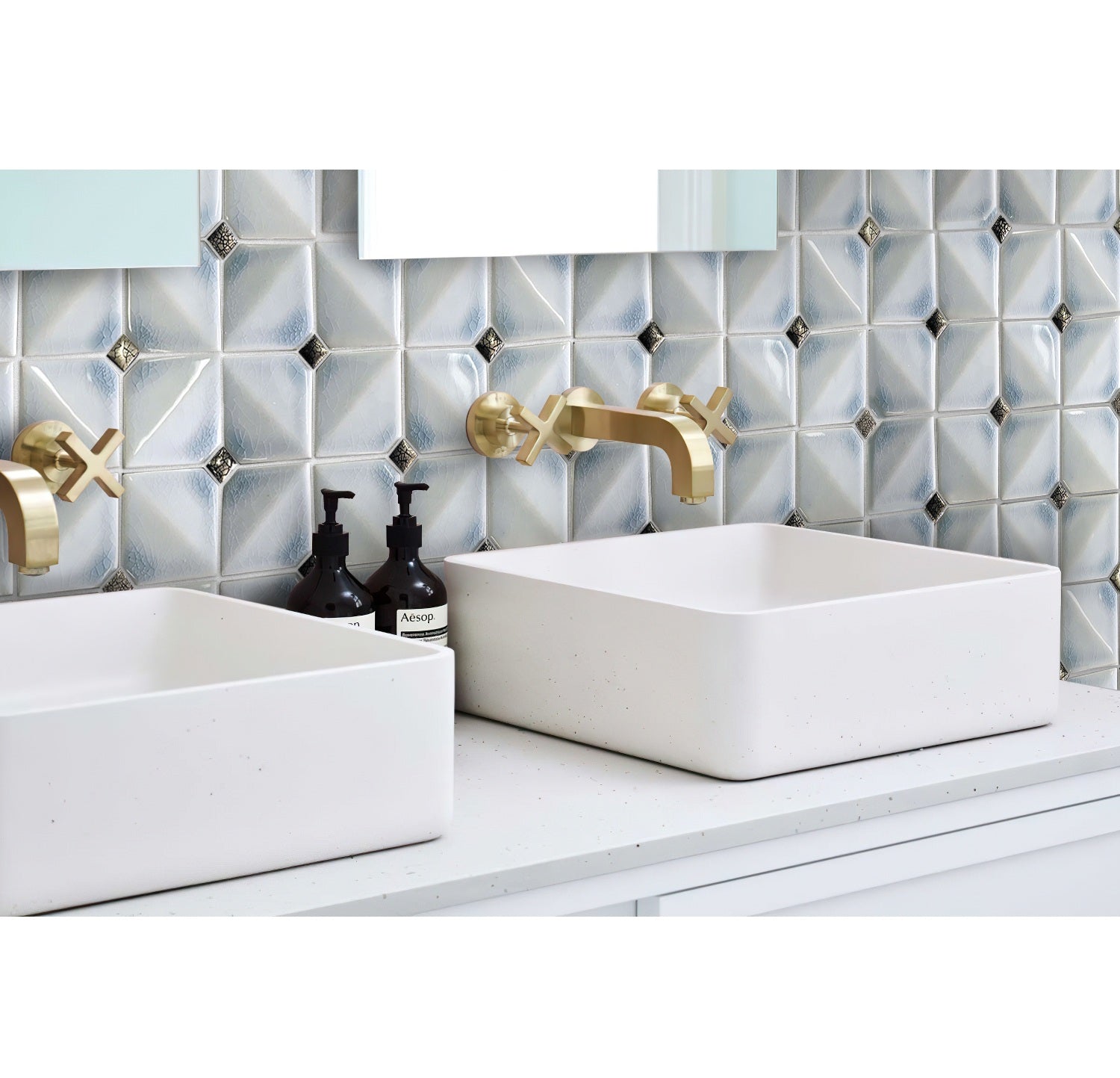 Sample - Frost White 12x12 in. Glossy Finished Cermaic Mosaic Wall Tile (5 sq ft/case, 5 pack)