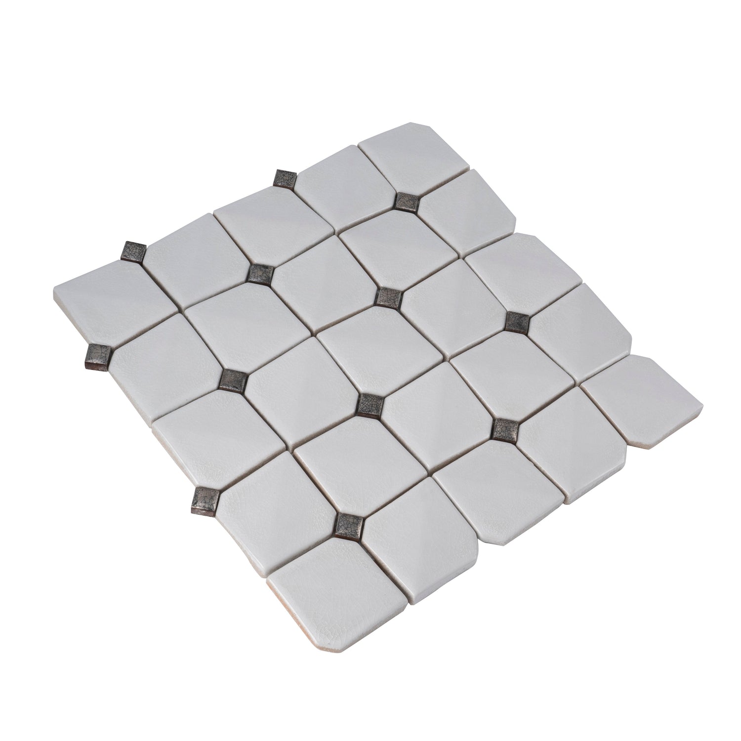 Sample - White 12x12 in. Glossy Finished Cermaic Mosaic Wall Tile (5 sq ft/case, 5 pack)