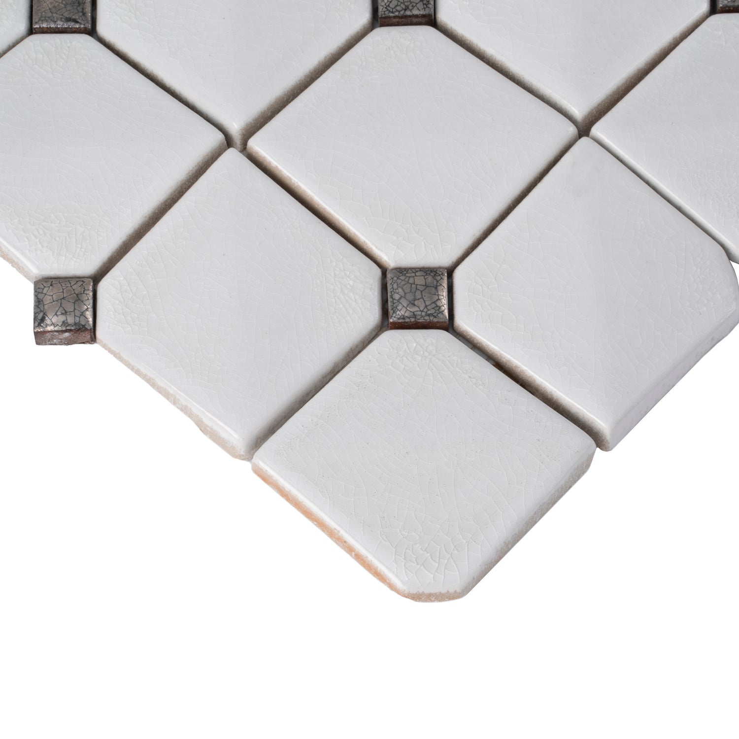 White 12x12 in. Glossy Finished Cermaic Mosaic Wall Tile (5 sq ft/case, 5 pack)