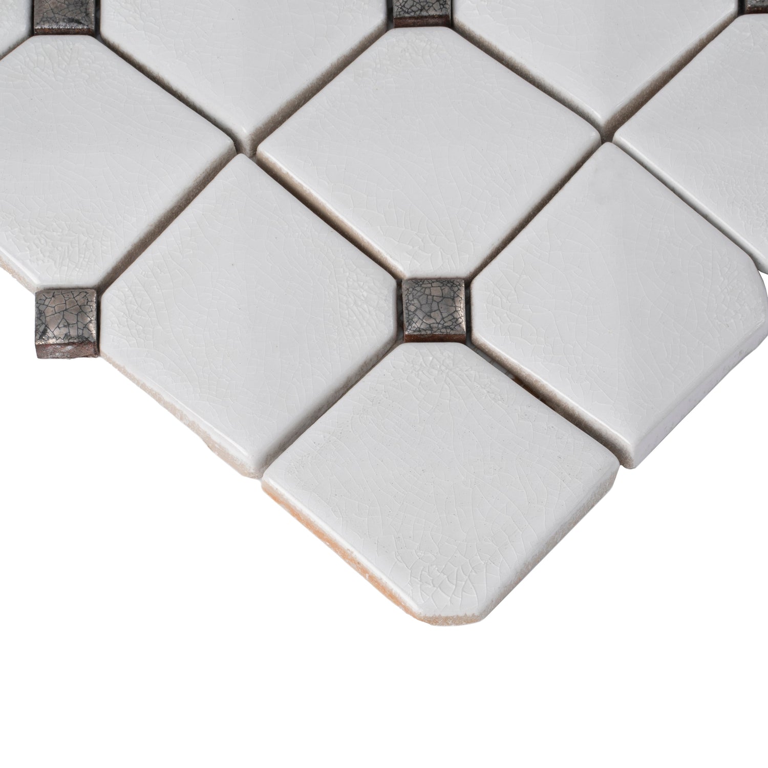 Sample - White 12x12 in. Glossy Finished Cermaic Mosaic Wall Tile (5 sq ft/case, 5 pack)