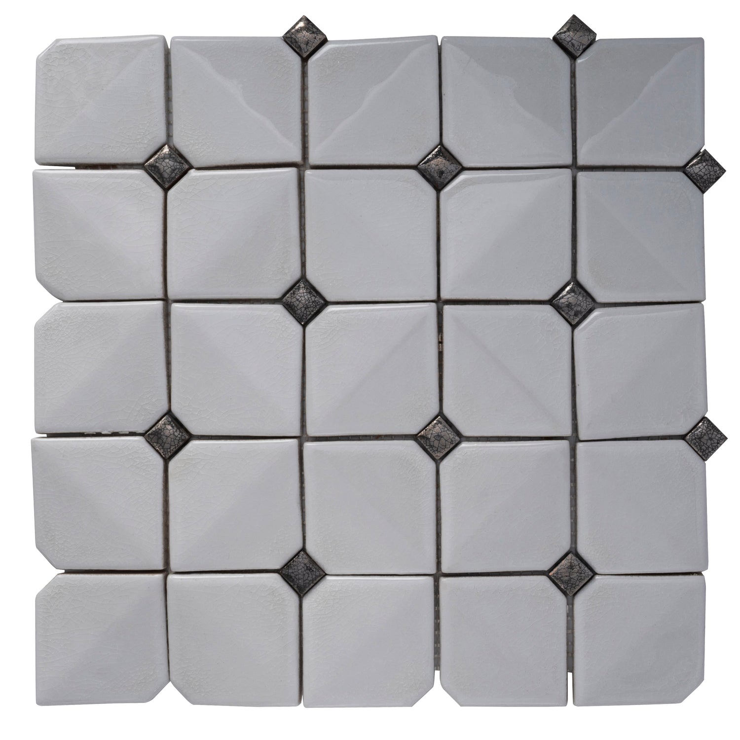 White 12x12 in. Glossy Finished Cermaic Mosaic Wall Tile (5 sq ft/case, 5 pack)