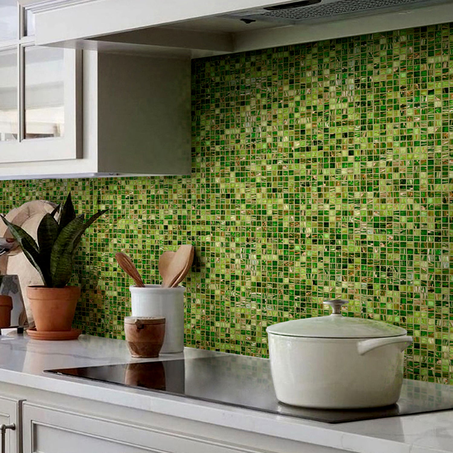Moss Green 12x12 Glossy Uniform Square Glass Mosaic Tile (20 pack, 20 sq ft/case) - Sample