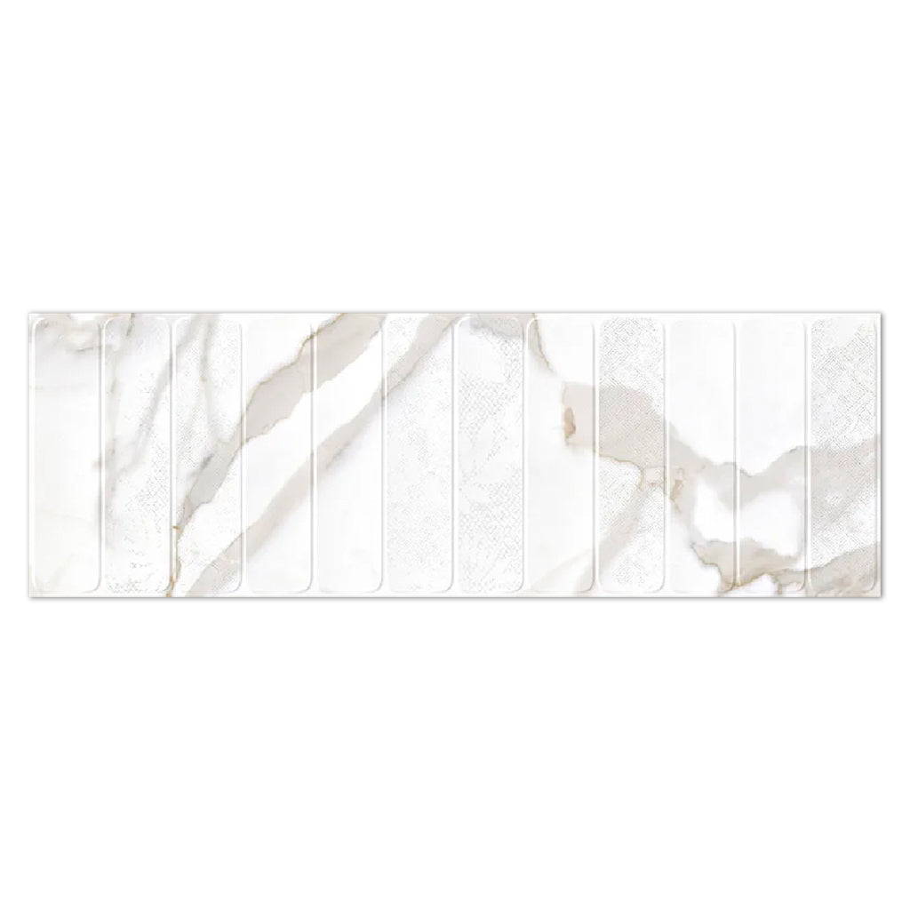 Strata 15.75 in. x 47.25 in. Matte White and Gray Ceramic Large Format Wall Tile (15.5 sq ft/case) - 3 Pack