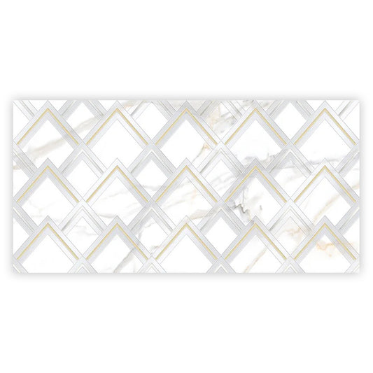 Strata 47.25 in. x 23.6 in. Polished White and Gold Ceramic Large Format Wall Tile (7.75 sq ft/case) - 1 Pack