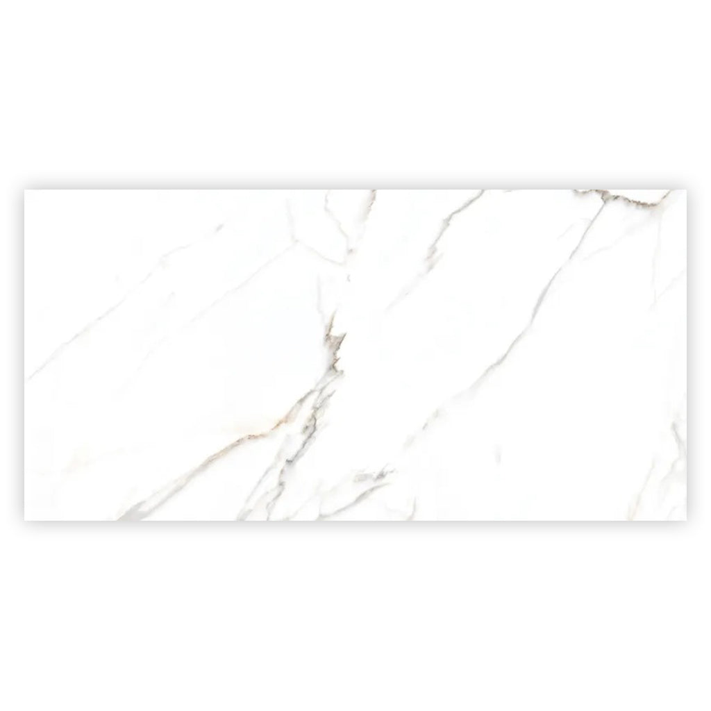 Strata 47.25 in. x 23.6 in. Polished Bright White and Gold Ceramic Large Format Wall and Floor Tile (15.5 sq ft/case) - 2 Pack