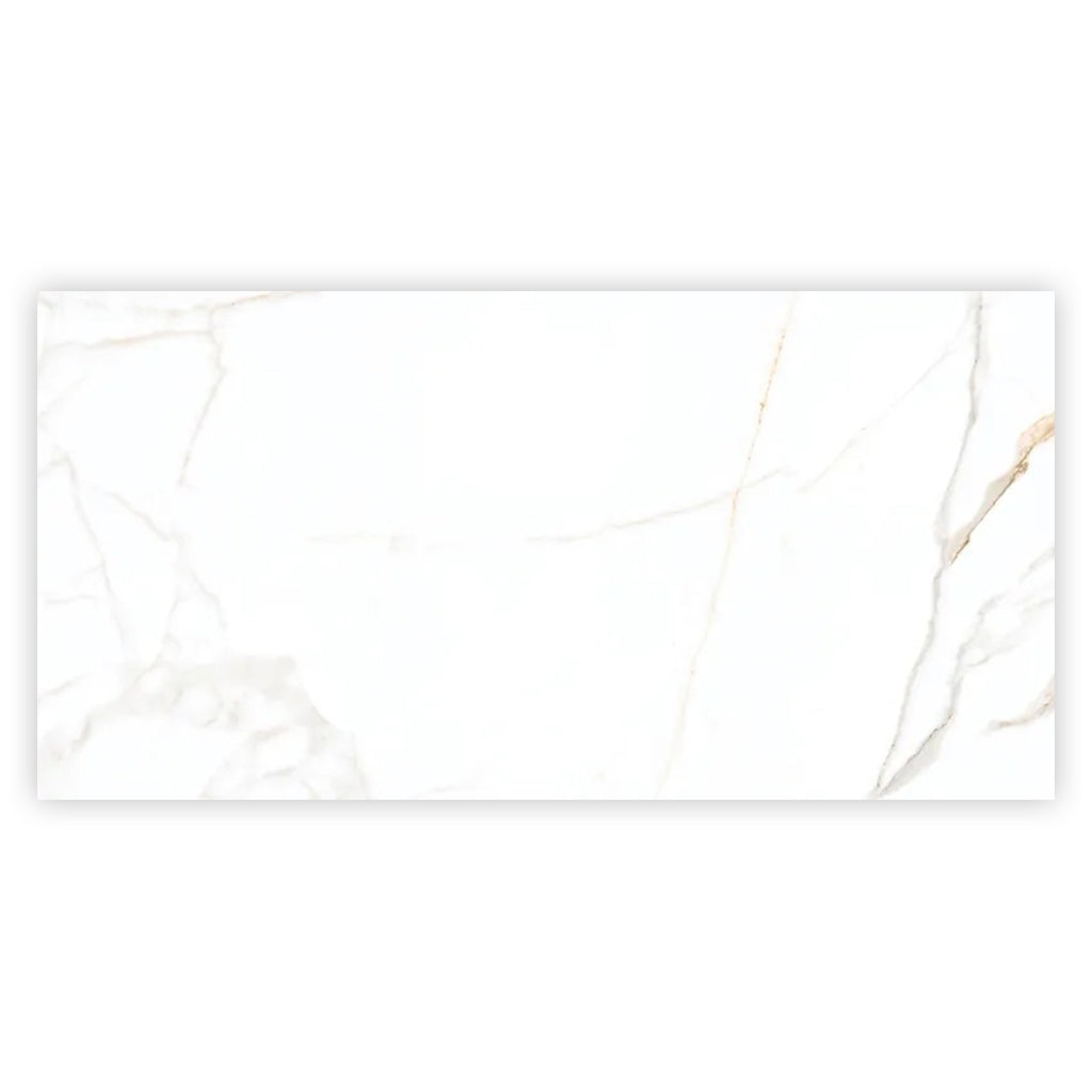 Strata 47.25 in. x 23.6 in. Polished Bright White and Gold Ceramic Large Format Wall and Floor Tile (15.5 sq ft/case) - 2 Pack