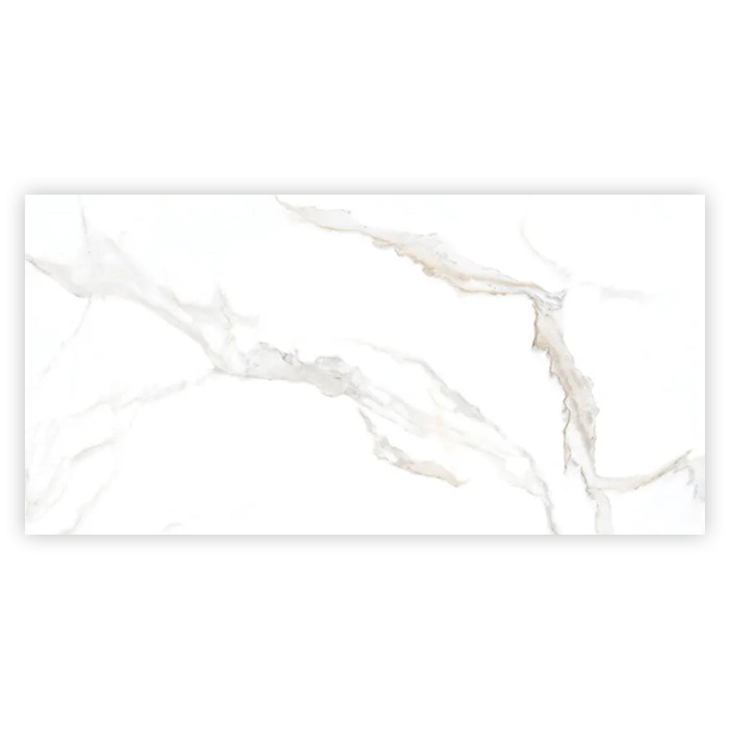 Strata 47.25 in. x 23.6 in. Polished Bright White and Gold Ceramic Large Format Wall and Floor Tile (15.5 sq ft/case) - 2 Pack