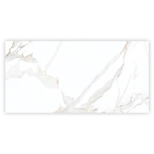 Strata 47.25 in. x 23.6 in. Polished Bright White and Gold Ceramic Large Format Wall and Floor Tile (15.5 sq ft/case) - 2 Pack