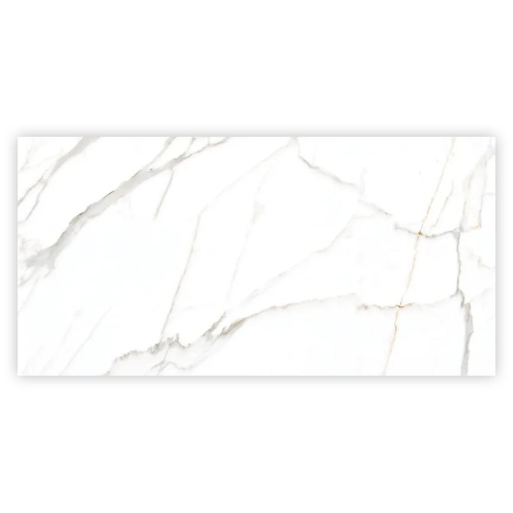 Strata 47.25 in. x 23.6 in. Polished Bright White and Gold Ceramic Large Format Wall and Floor Tile (15.5 sq ft/case) - 2 Pack