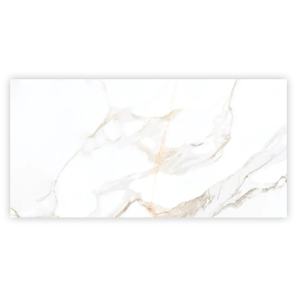 Strata 47.25 in. x 23.6 in. Polished Bright White and Gold Ceramic Large Format Wall and Floor Tile (15.5 sq ft/case) - 2 Pack