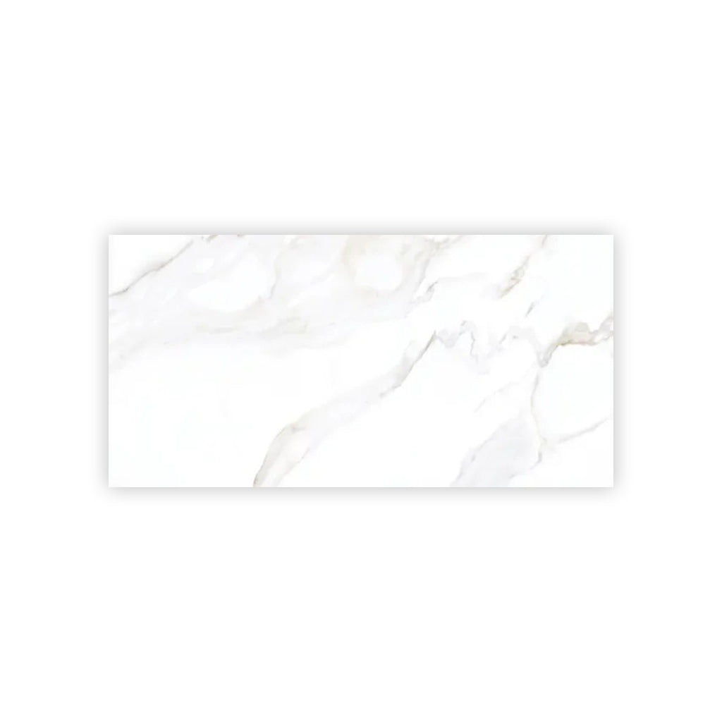 Strata 47.25 in. x 23.6 in. Polished Bright White and Gold Ceramic Large Format Wall and Floor Tile (15.5 sq ft/case) - 2 Pack