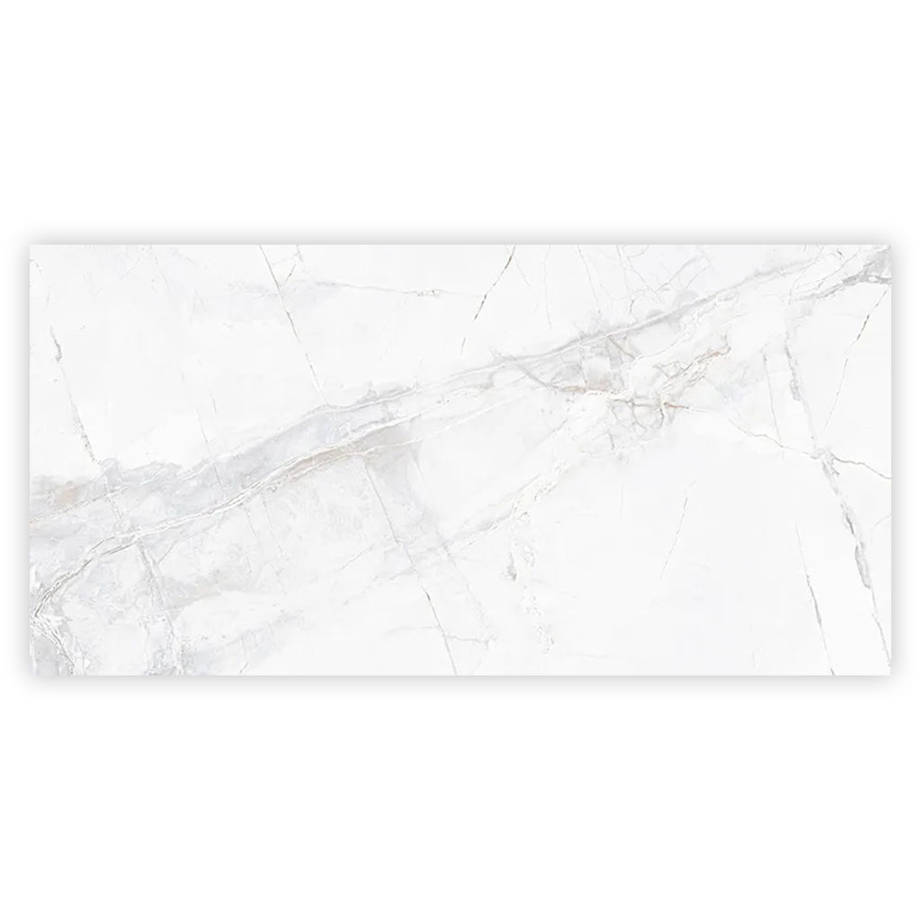 Strata 47.25 in. x 23.6 in. Polished Bright White with Gray Ceramic Large Format Wall and Floor Tile (15.5 sq ft/case) - 2 Pack