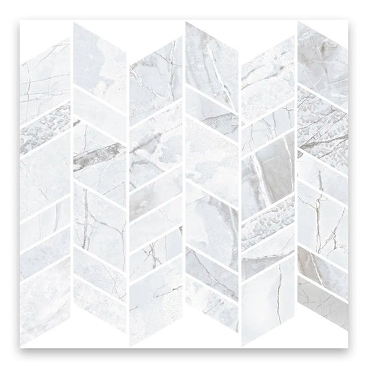 Dove-Gray White 10x12 Matte Chevron Porcelain Mosaic Tile (11 pack, 9.88 sq ft/case) - Sample