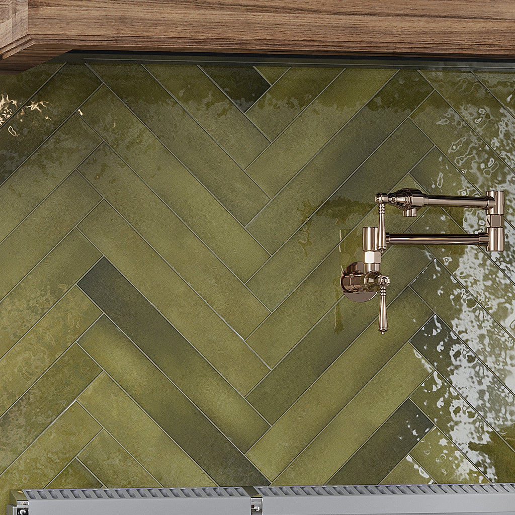 Olive Green 2.6x16 Glossy Ceramic Subway Tile (38 pack, 10.76 sq ft/case)