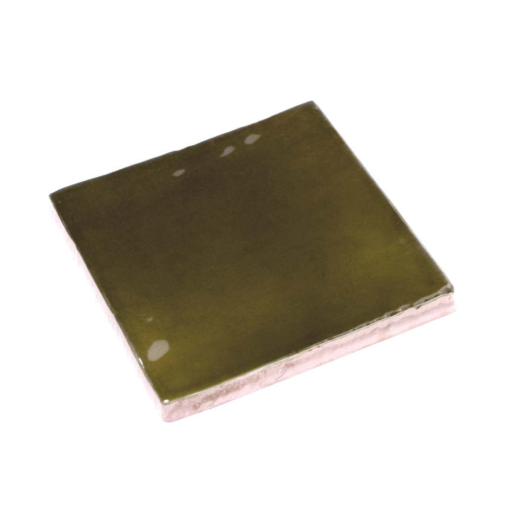 50 pack Silken 3.94 in. x 3.94 in. Glossy Green Ceramic Square Wall and Floor Tile (5.38 sq ft/case) - Sample
