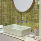 50 pack Silken 3.94 in. x 3.94 in. Glossy Green Ceramic Square Wall and Floor Tile (5.38 sq ft/case) - Sample