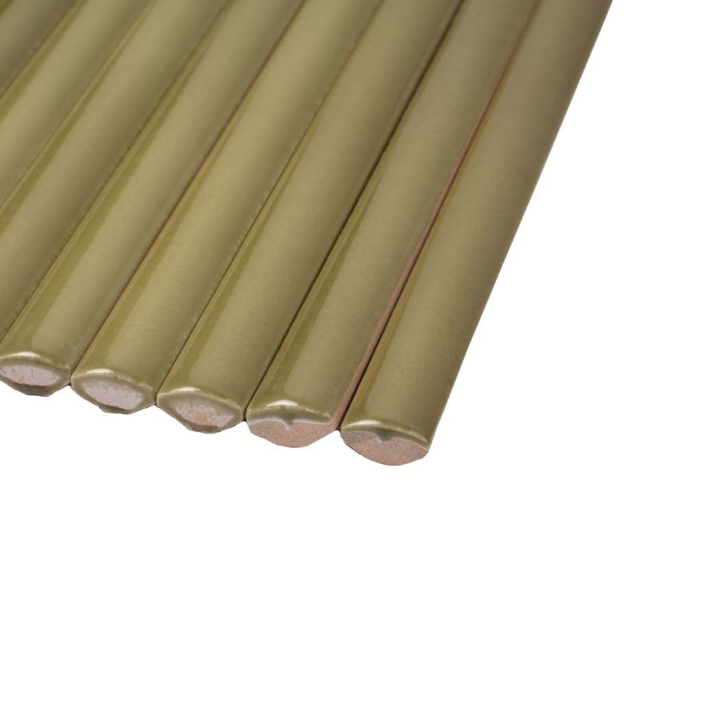 Olive Green 0.5x8 Glossy Ceramic Pencil Tile Trim (10 pack, 0.3 sq ft/case) - Sample