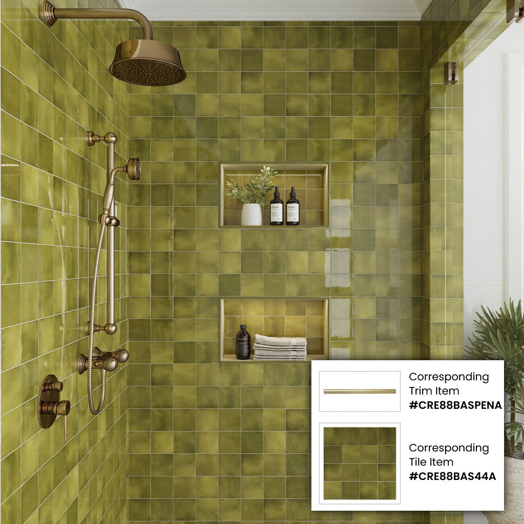 50 pack Silken 3.94 in. x 3.94 in. Glossy Green Ceramic Square Wall and Floor Tile (5.38 sq ft/case) - Sample