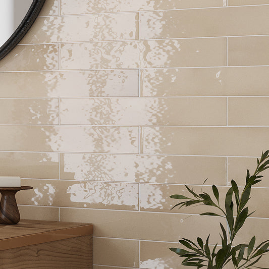 Beige 2.6x16 Glossy Ceramic Subway Tile (38 pack, 10.76 sq ft/case)